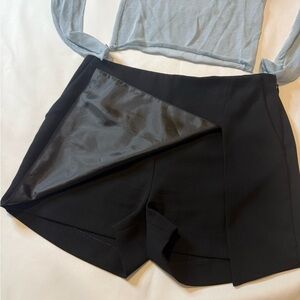 Express Elegant Black Skort & Zara Transparent long sleeve top